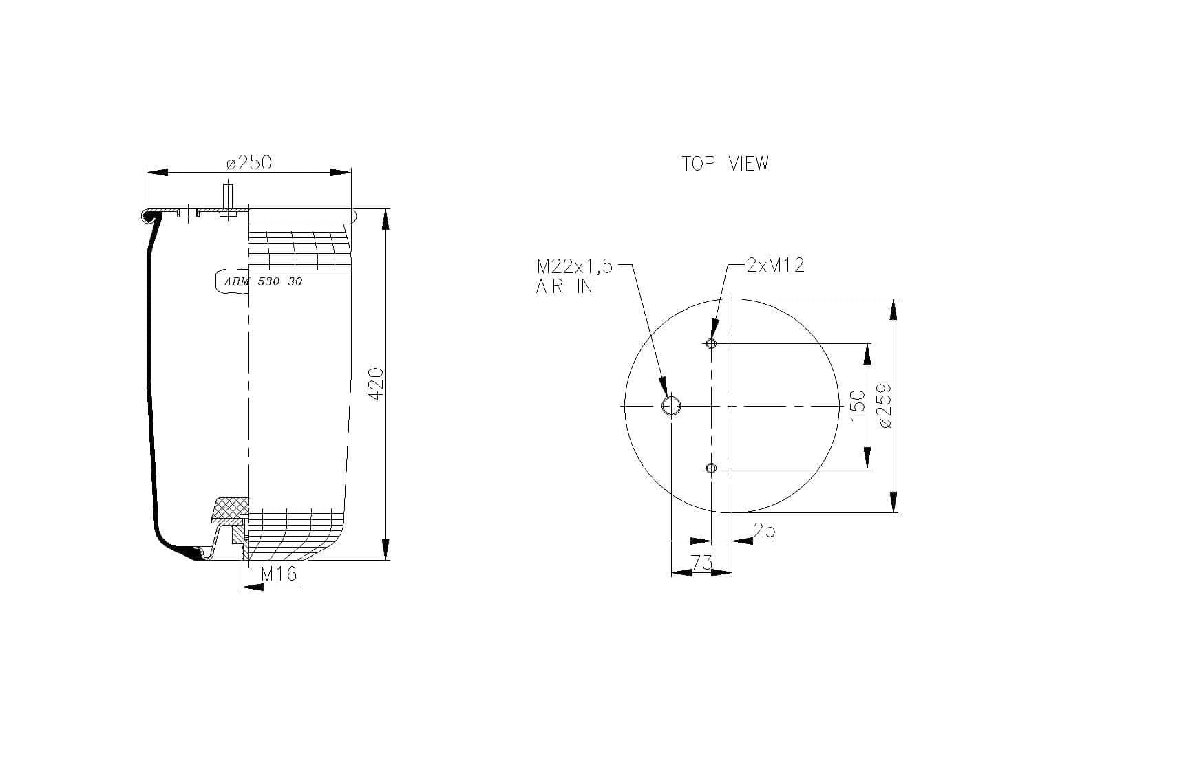 7112.jpg Пневморессора BPW 940MB ABM530-30-A — изображение 1